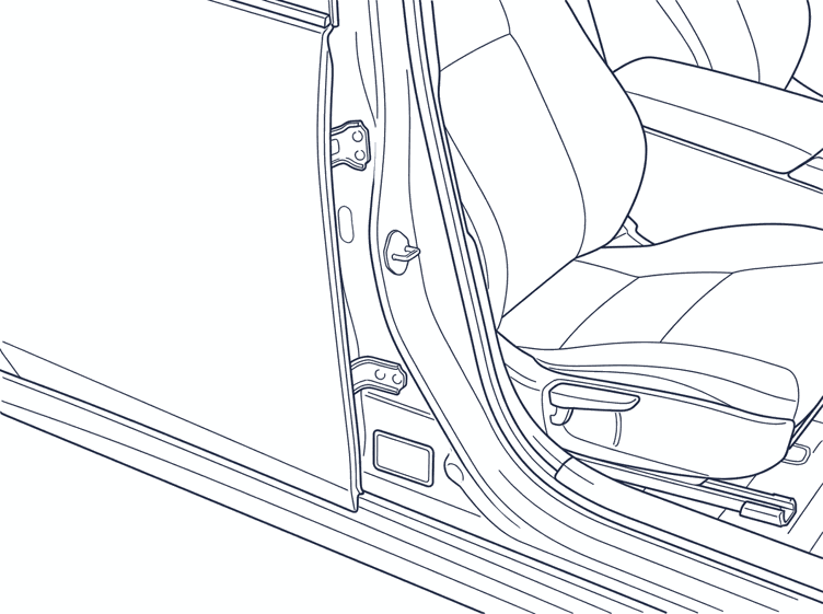 The VIN plate on the lower door pillar, seen with the front door open